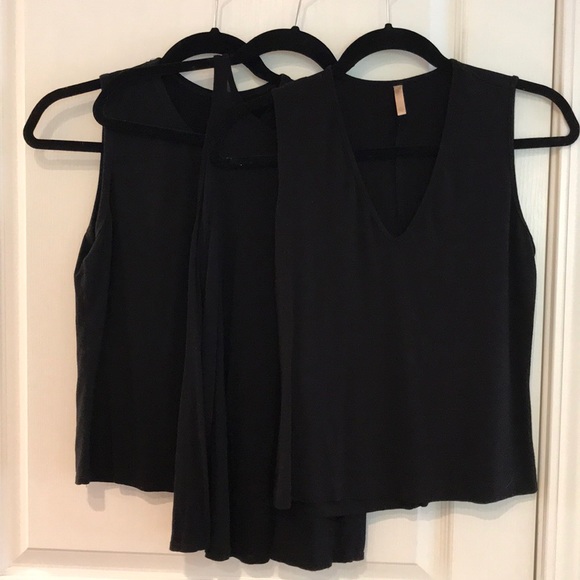 Tops - Lot of 3 black tanks. Three Dot, Nation,Carushka